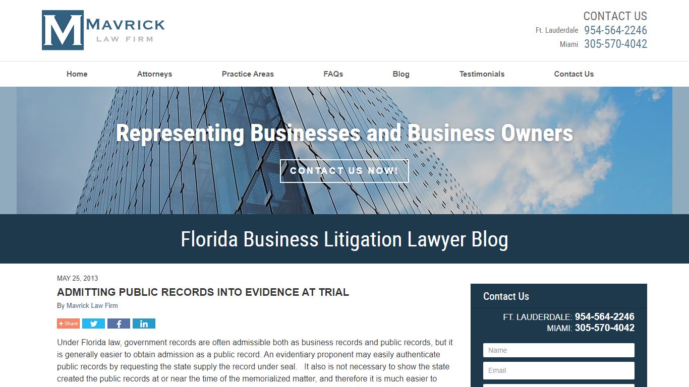 ADMITTING PUBLIC RECORDS INTO EVIDENCE AT TRIAL